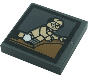 LEGO Dark Stone Gray Tile 2 X 2 With George Louis Costanza Minifigure