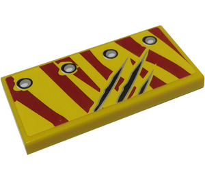 Lego Yellow Tile X With Rivets Scratches From Claw Dark Red