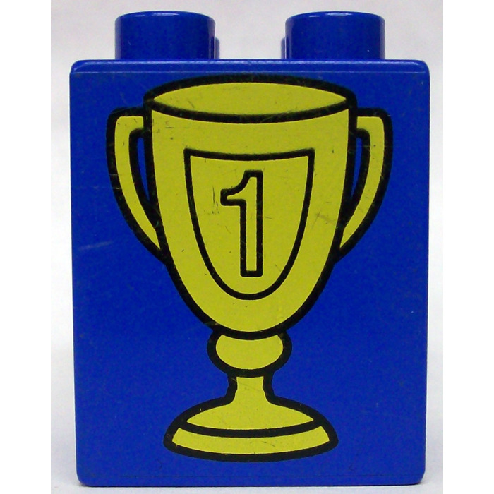 Duplo Blue Brick X X With Yellow First Place Trophy