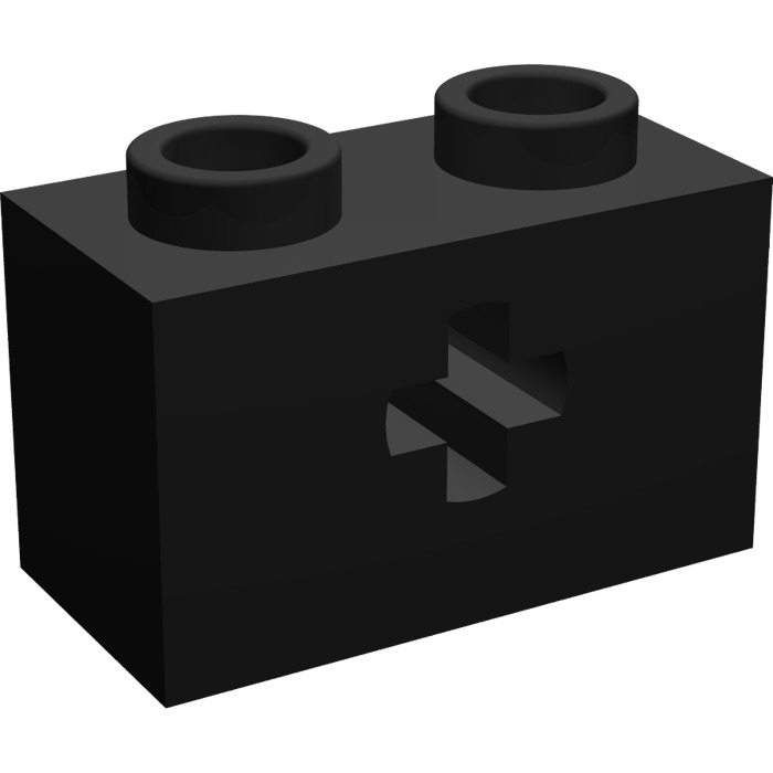 LEGO Black Brick 1 X 2 With Axle Hole Opening And Bottom Stud