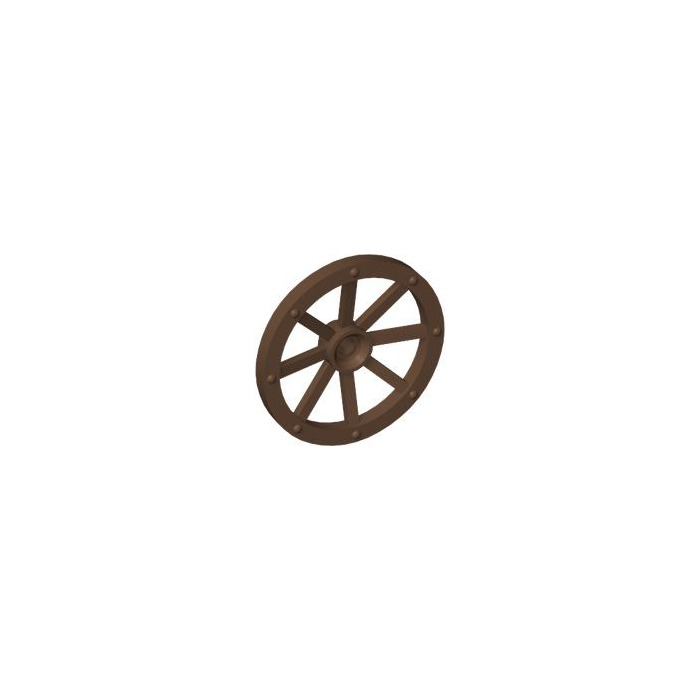 Lego Brown Wagon Wheel With Spokes With Notched Hole