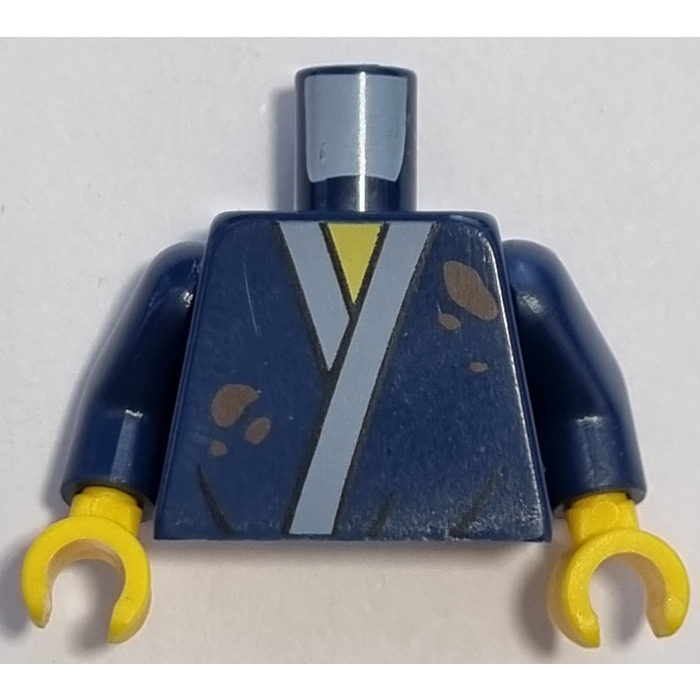 Lego Dark Blue Torso With Robe Print Featuring Sand Blue Trim And Dirt