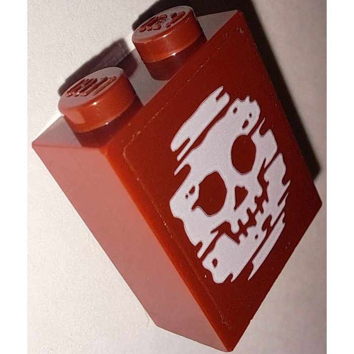 Lego Brick X X With Blurry White Skull Sticker With Inside Stud