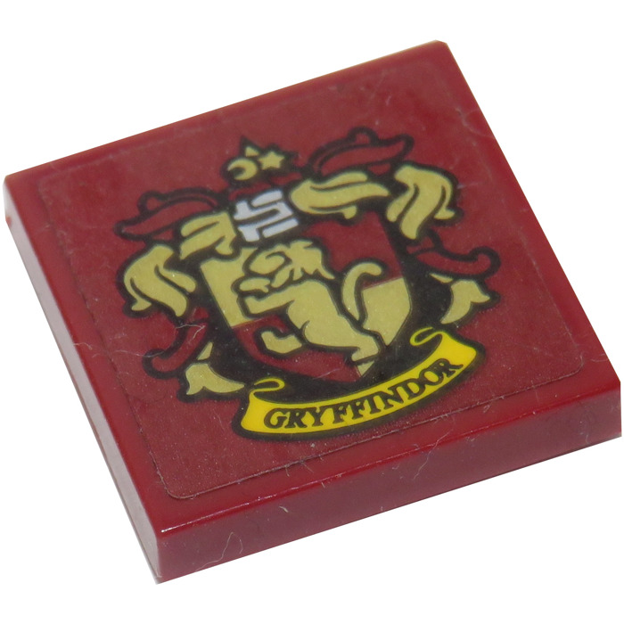 Lego Dark Red Tile X With Gryffindor Crest Sticker With Groove