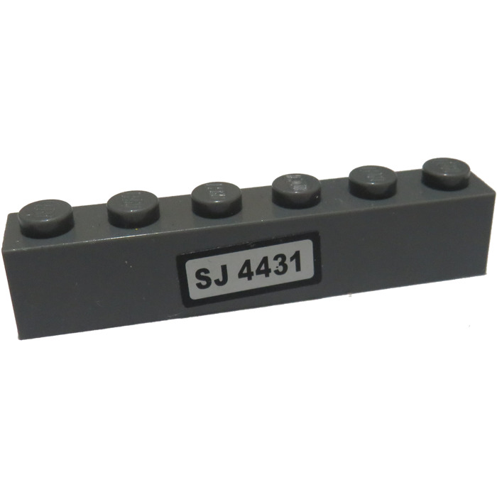 LEGO Dark Stone Gray Brick 1 X 6 With SJ 4431 Sticker 3009 Brick