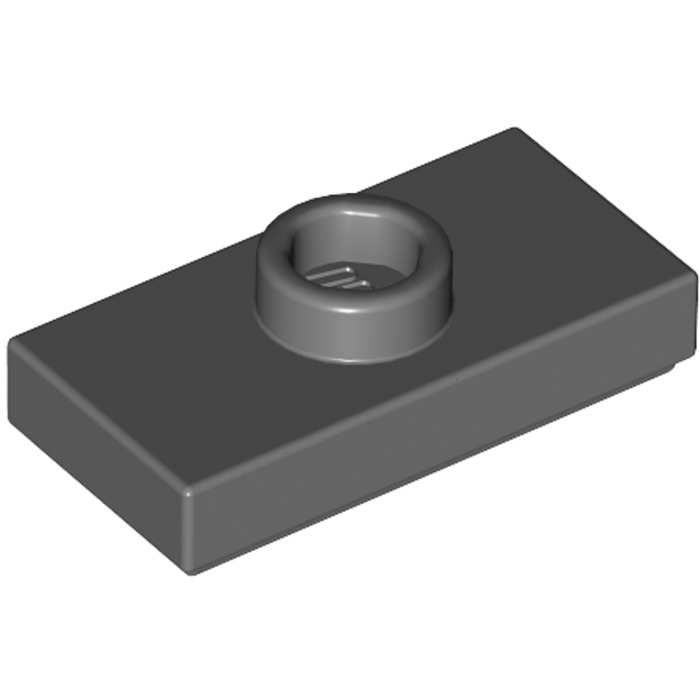 Lego Dark Stone Gray Plate X With Stud With Groove And Bottom