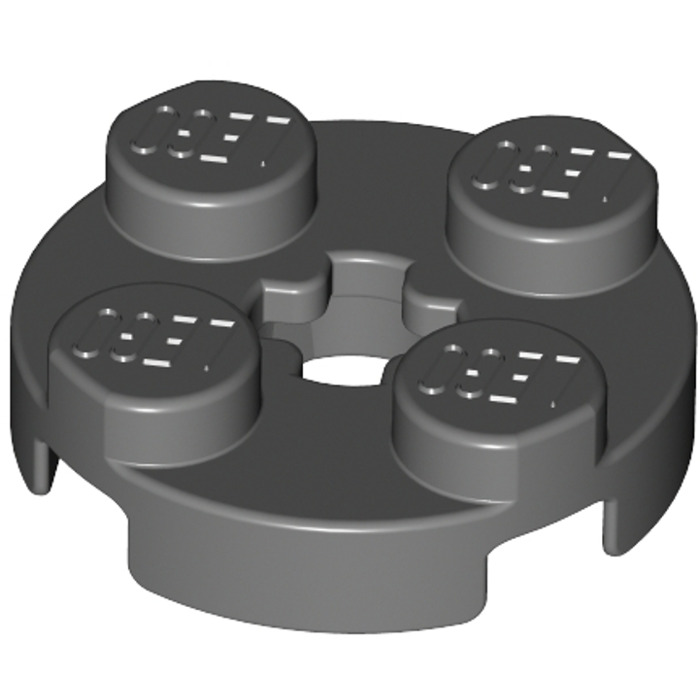 LEGO Dark Stone Gray Plate 2 X 2 Round With Axle Hole With X Axle