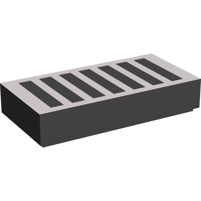 LEGO Dark Stone Gray Tile 1 X 2 With Black Grille With Groove 3069