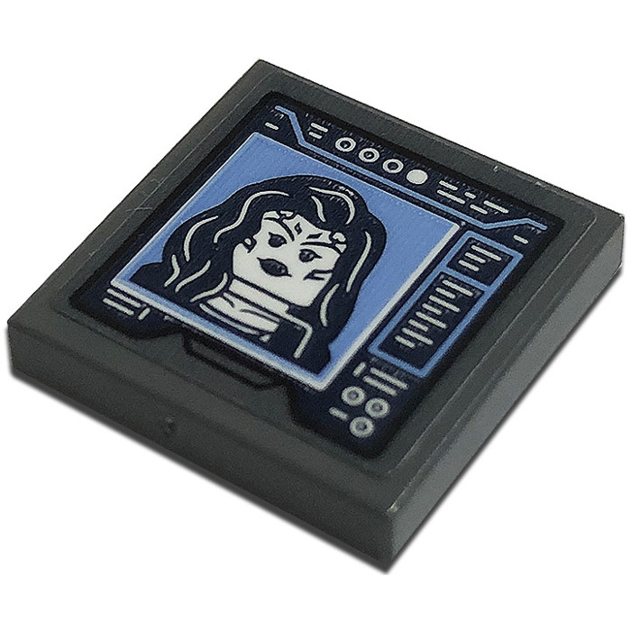 LEGO Dark Stone Gray Tile 2 X 2 With Monitor Minifigure Head Sticker