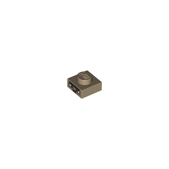 Lego Dark Tan Plate X With Pixelated Witch Face