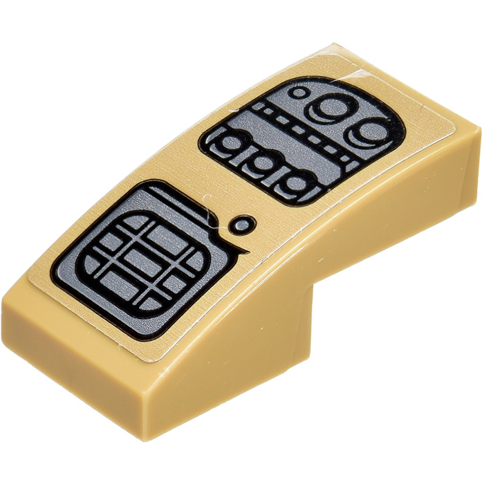 Lego Dark Tan Slope X Curved With Control Panel Sticker