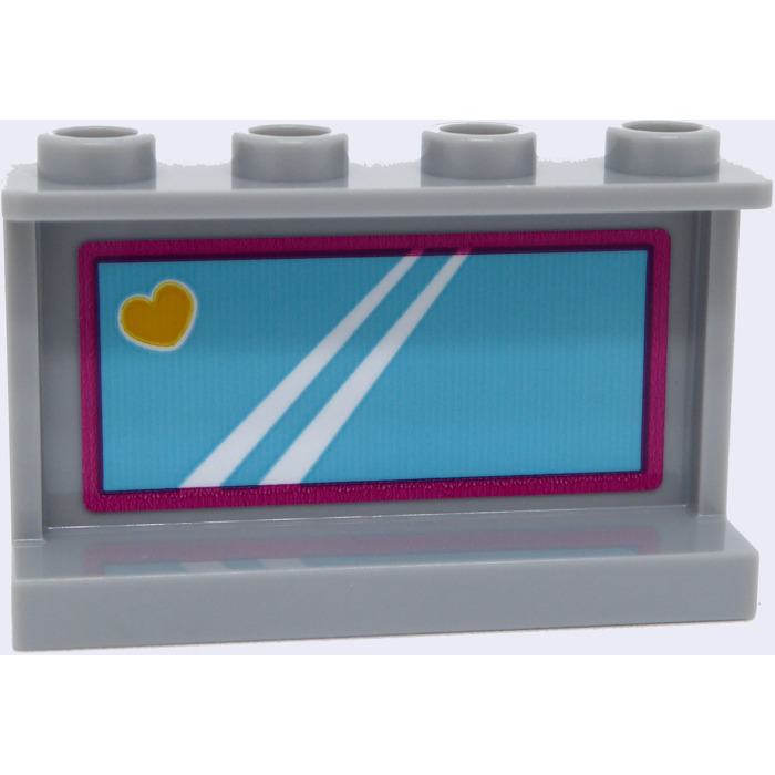 LEGO Panel 1 X 4 X 2 With Mirror And Yellow Heart Sticker 14718