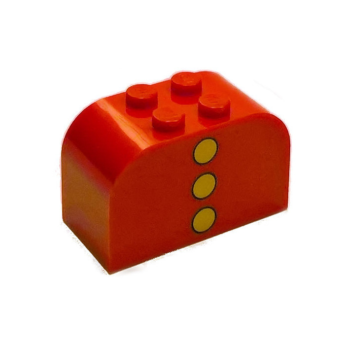 LEGO Slope Brick 2 X 4 X 2 Curved With 3 Yellow Dots Vertical 4744