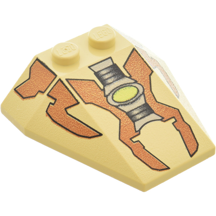 LEGO Tan Wedge 4 X 4 Triple With Lime Light Without Stud Notches 6069