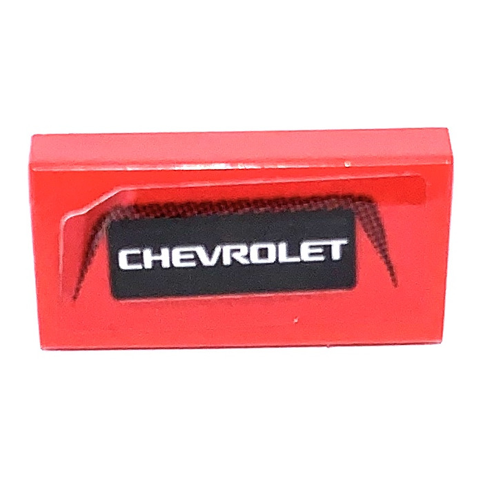 LEGO Tile 1 X 2 With Chevrolet Logo Sticker With Groove 3069 Brick