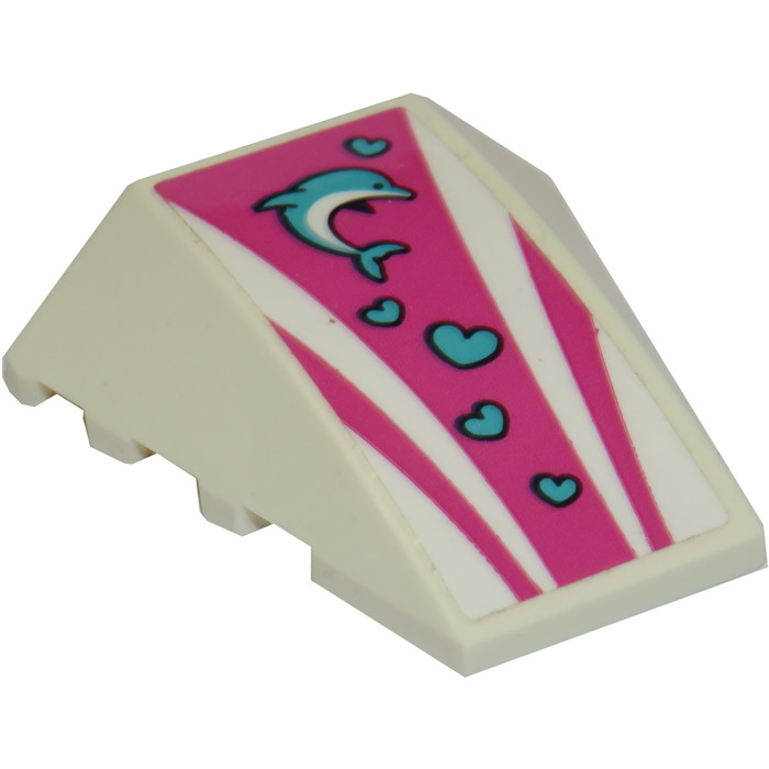 Lego Wedge X Triple Curved Without Studs With Dolphin Sticker