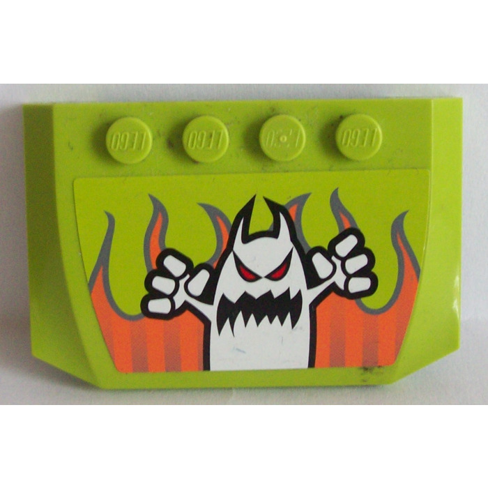 LEGO Wedge 4 X 6 Curved With Angry White Monster And Orange Striped