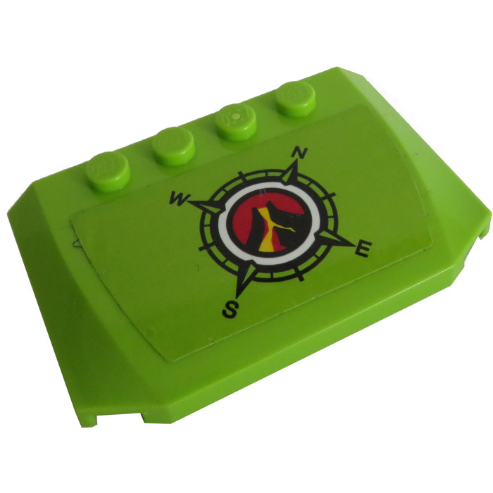 Lego Wedge X Curved With Volcano Explorers Logo Compass Pattern