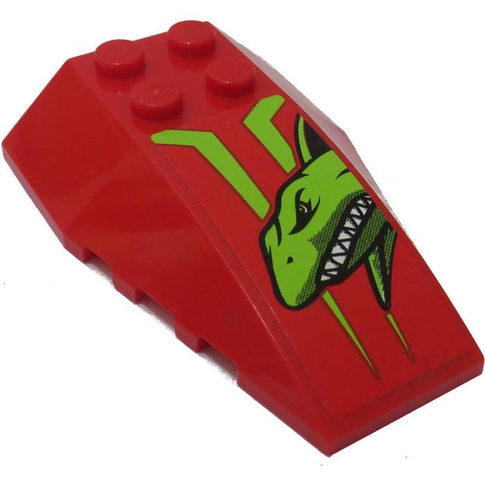 Lego Wedge X Triple Curved With Lime Shark Head Sticker