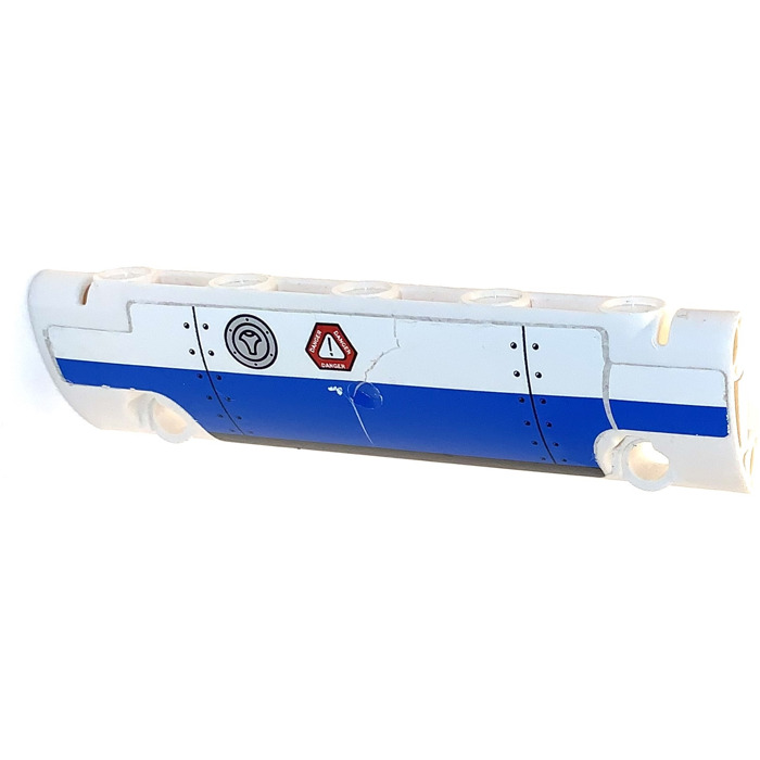 Lego White Curved Panel X With Pin Holes With Danger Symbol