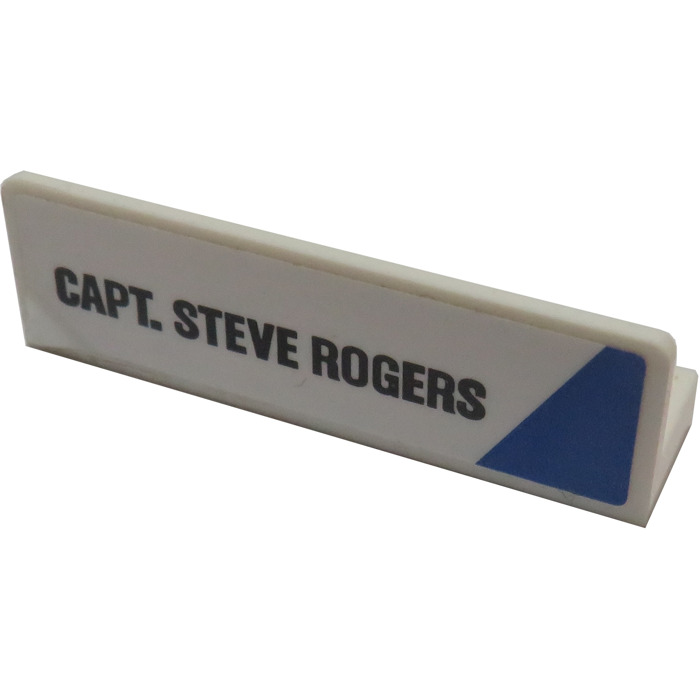 Lego Panel X With Rounded Corners With Capt Steve Rogers Blue