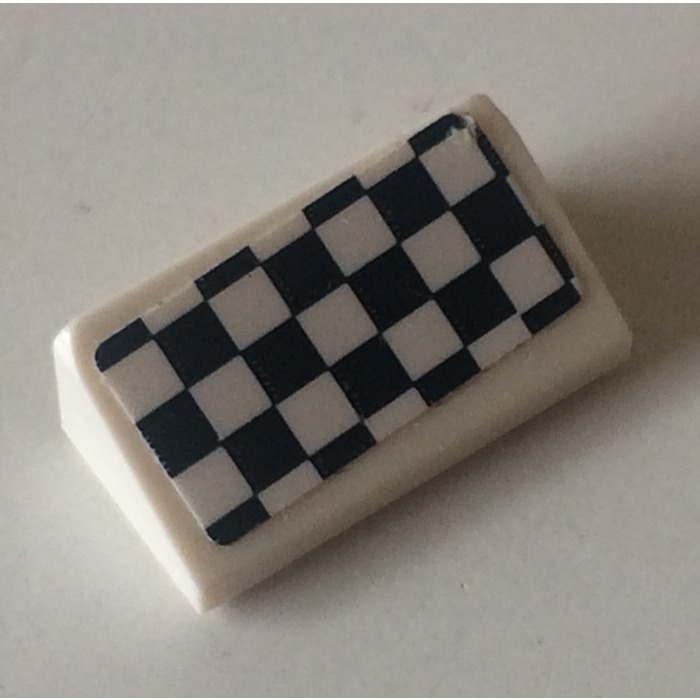 LEGO White Slope 1 X 2 31 With Chequered Pattern Sticker 85984