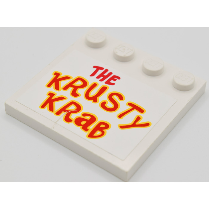 LEGO White Tile 4 X 4 With Studs On Edge With Red And Yellow The Krusty