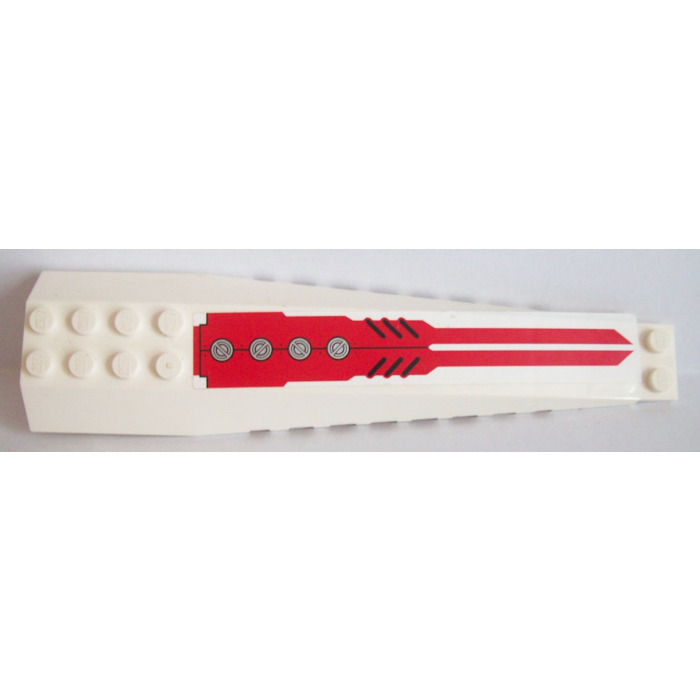 LEGO White Wedge 4 X 16 Triple Curved With Red Line With Circles