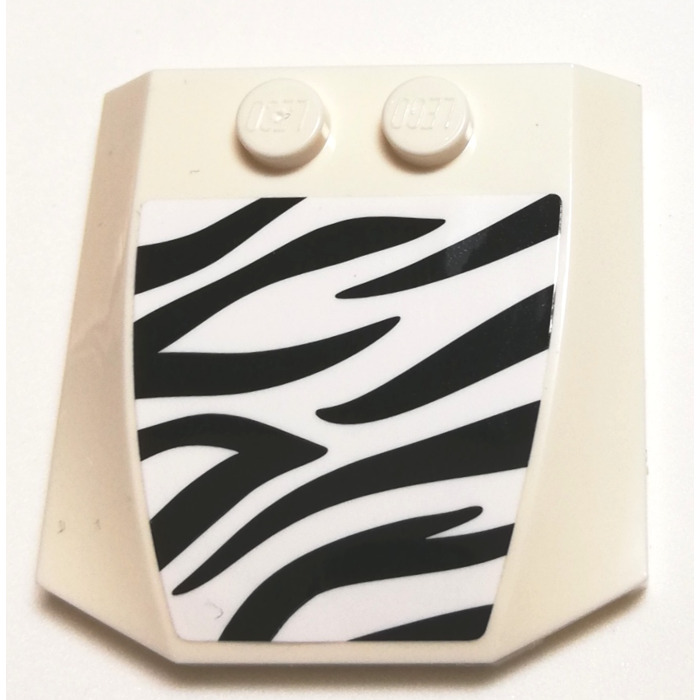 Lego White Wedge X Curved With Zebra Pattern Sticker