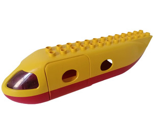 Duplo Airplane Jetliner Fuselage with Red Base without Rear Cargo Door