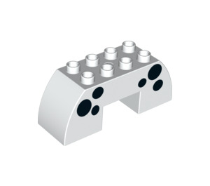 Duplo Hvælving Klods 2 x 6 x 2 buet med Sort Spots (11197 / 15996)