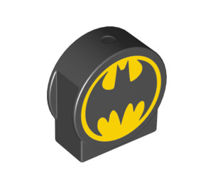 Duplo Svart Kloss 1 x 3 x 2 med Runda Topp med Batman Symbol med utskurna sidor (17418 / 29027)