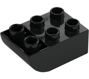 Duplo Black Brick 2 x 3 with Inverted Slope Curve (98252)