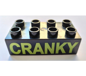 Duplo Black Brick 2 x 4 with "CRANKY" (3011 / 54698)