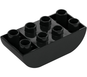 Duplo Black Brick 2 x 4 with Curved Bottom (98224)