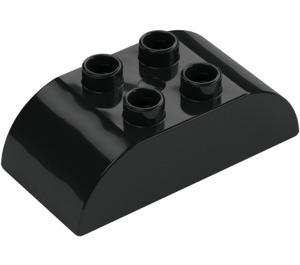 Duplo Black Brick 2 x 4 with Curved Sides (98223)