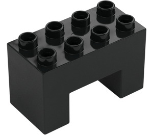 Duplo Black Brick 2 x 4 x 2 with 2 x 2 Cutout on Bottom (6394)