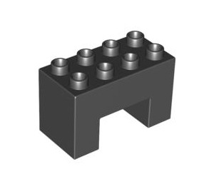 Duplo Black Brick 2 x 4 x 2 with 2 x 2 Cutout on Bottom (6394)
