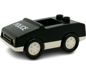 Duplo Black Car with 4 studs as seat with 'POLICE' (2235)