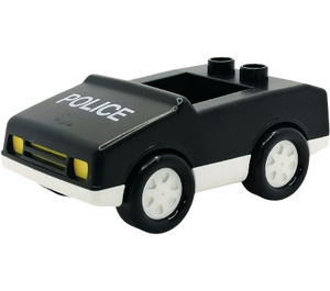 Duplo Black Car with one stud as seat with 'POLICE'