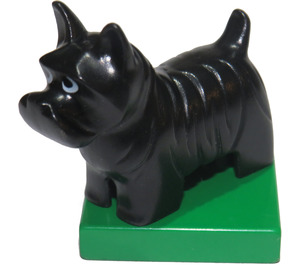 Duplo Schwarz Hund auf Grün Basis