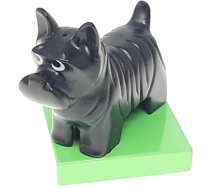 Duplo Black Dog (Scotty) with Base