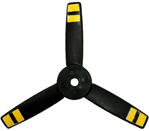 Duplo Negro Helicóptero Rotor con Amarillo Rayas Pegatina (6346)