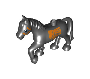 Duplo Zwart Paard met Saddle (1376 / 25225)