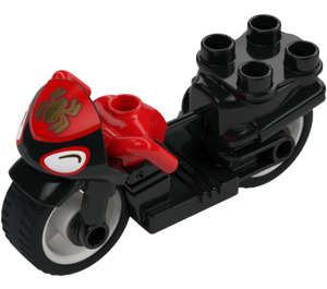 Duplo Black Motorcycle with Spider-Man (Spin) Logo