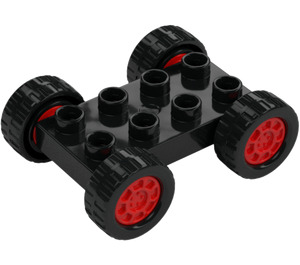 Duplo Svart Röd McQueen (10996) Platta 2 x 4 med Axel Holders (35075 / 42428)