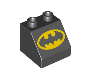 Duplo Noir Pente 2 x 2 x 1.5 (45°) avec Batman-logo (6474 / 21029)
