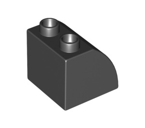 Duplo Black Slope 45° 2 x 2 x 1.5 with Curved Side (11170)