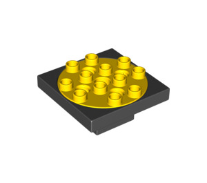 Duplo Black Toolo Turntable 4 x 4 with Yellow Top (60535 / 74906)