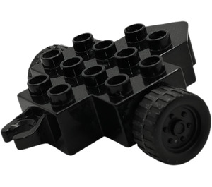 Duplo Black Trailer Base 4 x 4 with 2 Wheels and Hitches (52071)